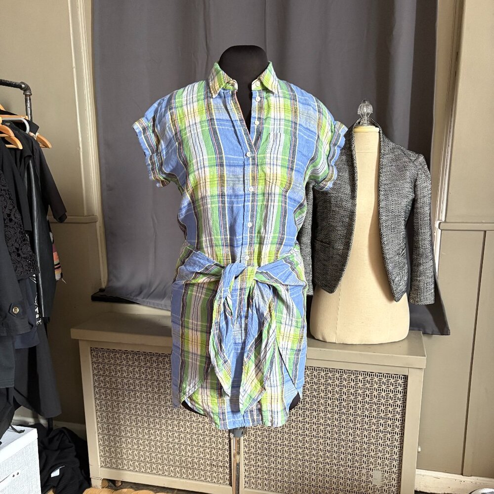 Lauren Ralph Lauren Plaid Linen Shirtdress Size 4P